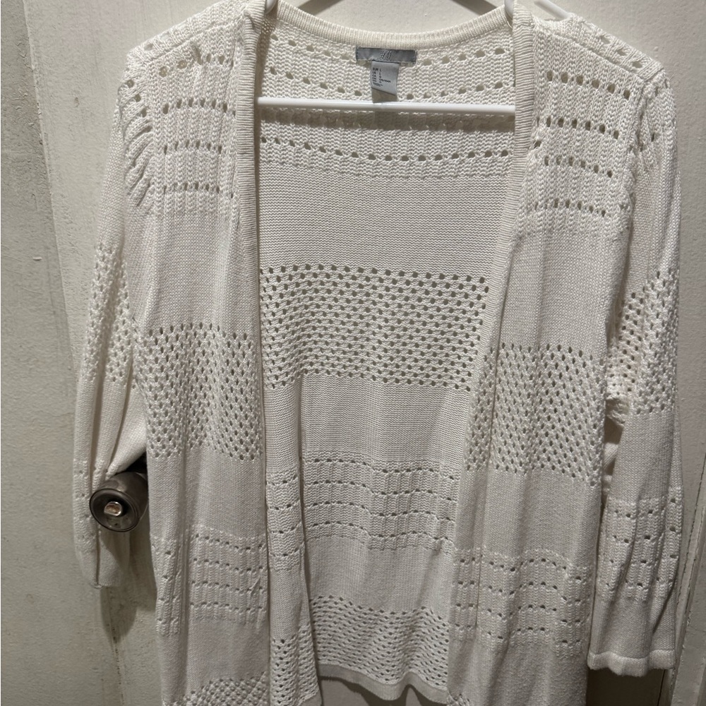 Women's White Open-Knit Sweater